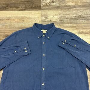 Carbon2Cobalt Blue White Micro Dot Mens L Preppy Long Sleeve Button Down Shirt‎